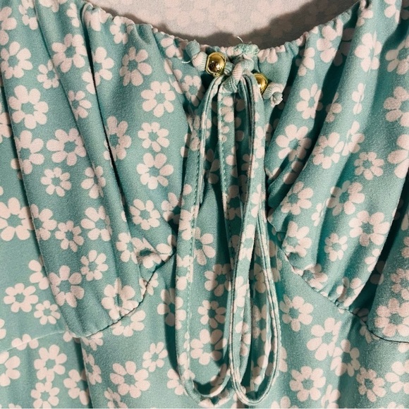 No Boundaries woman mini prairie dress size XXL over the shoulder mint floral - Picture 4 of 11